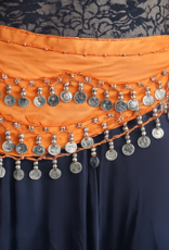 Hüfttuch orange mit silbernen Münzen