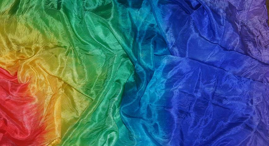 Silk veil half round tie dye rainbow