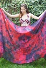 Silk belly dance veil tie dye red/black