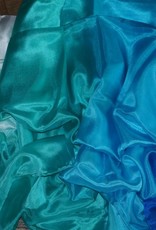 Silk belly dance veil blue peacock green turquoise white