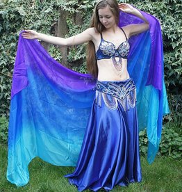 Silk belly dance veil turquoise blue purple