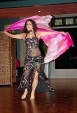Silk belly dance veil fuchsia color gradient