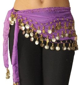 Hip scarf purple with gold coins