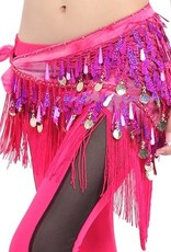 Fuchsia hip scarf with teardrop sequins