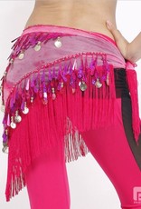 Fuchsia hip scarf with teardrop sequins