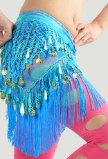 Turquoise hip scarf with teardrop sequins