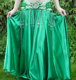 Green satin skirt