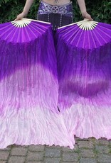 Silk belly dance fan veils purple to white gradient