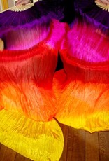 Silk belly dance fan veils in beautiful bright colors