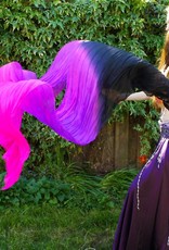 Silk belly dance fan veils black purple fuchsia