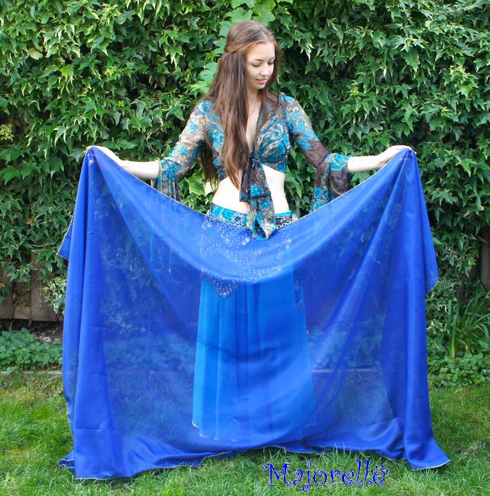 Blue chiffon veil
