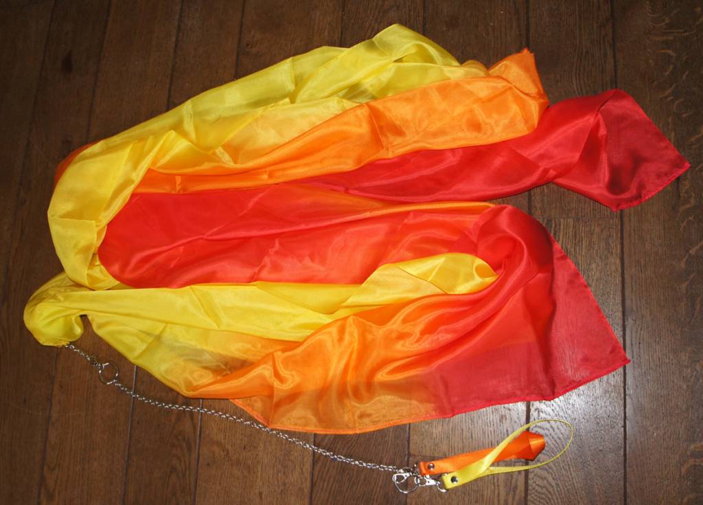 Silk belly dance poi / voi red orange yellow