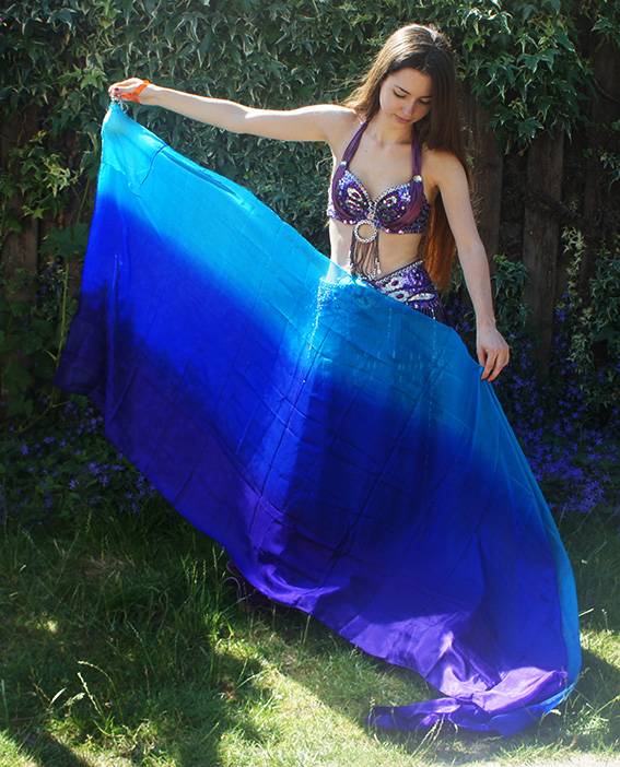 Silk belly dance poi / voi purple blue turquoise