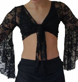 Black lace top with trumpet sleeve