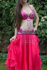 Belly dance costume "Souad" in fuchsia pink