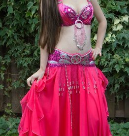 Belly dance costume "Souad" in fuchsia pink