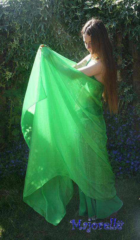 Silk belly dance veil green