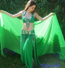 Silk belly dance veil green