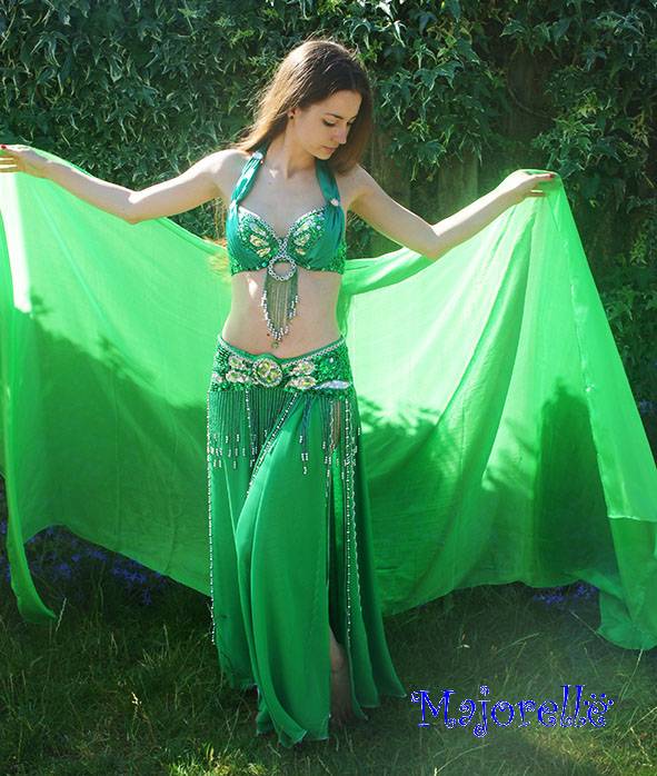 Silk belly dance veil green