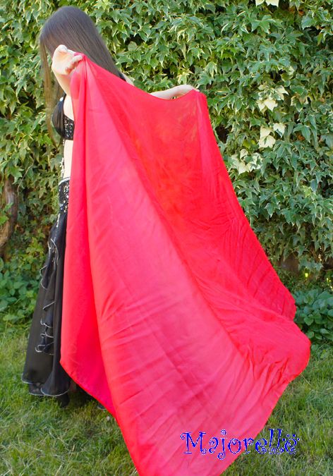 Silk belly dance veil red