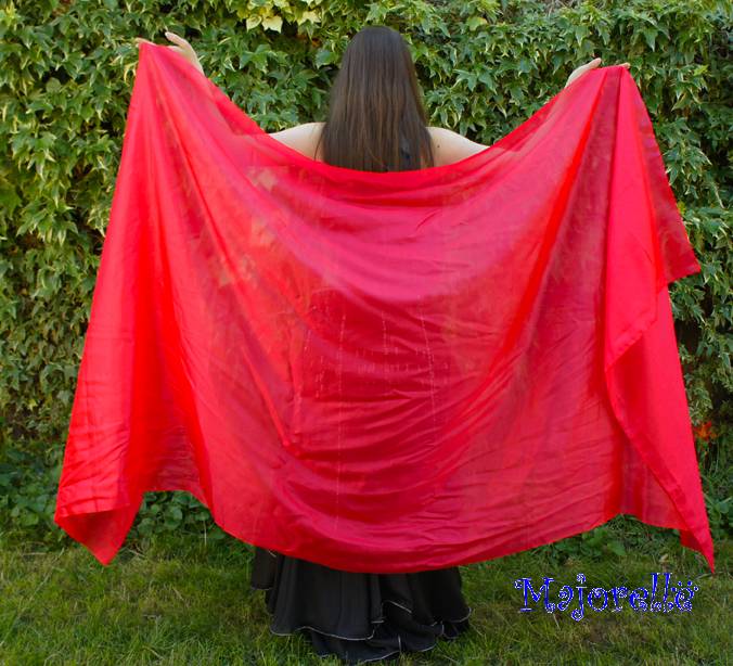 Silk belly dance veil red