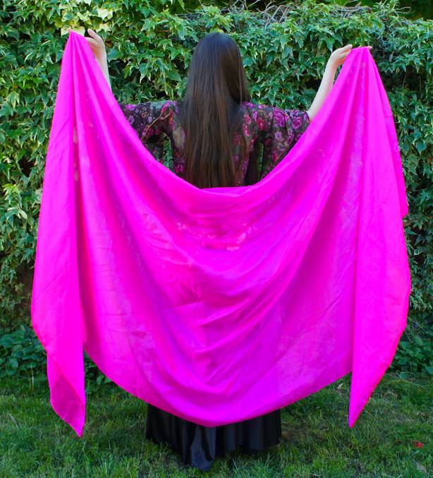 Silk belly dance veil fuchsia