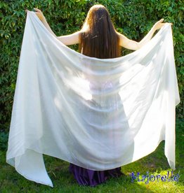 Silk belly dance fan veils white - Bellydance webshop Majorelle