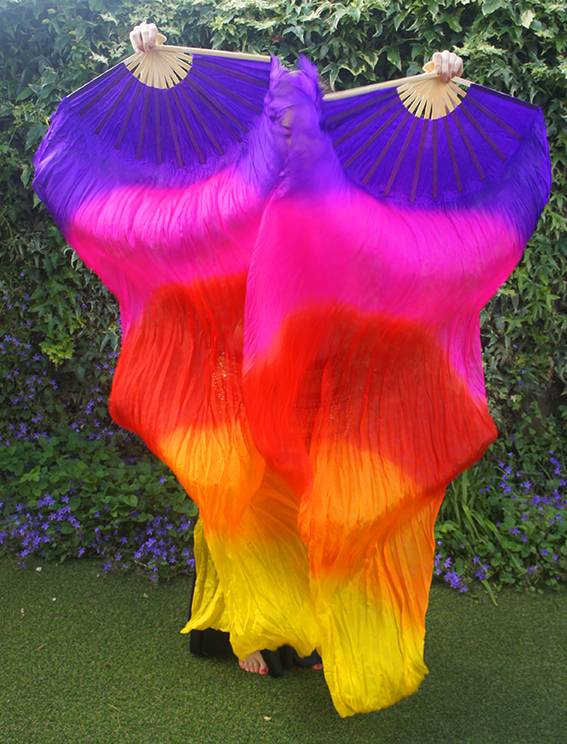 Fächerschleier / Fan-Schleier aus Seide in schönen hellen Farben