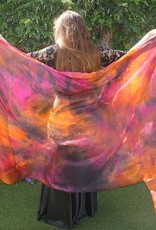 Silk belly dance veil tie dye copper fuchsia black