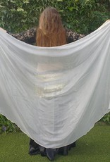 Silk half round belly dance veil in white 