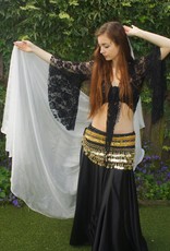 Silk half round belly dance veil in white 