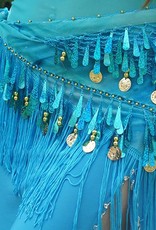 Turquoise hip scarf with teardrop sequins