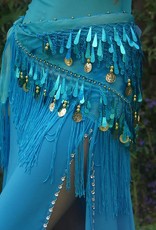 Turquoise hip scarf with teardrop sequins