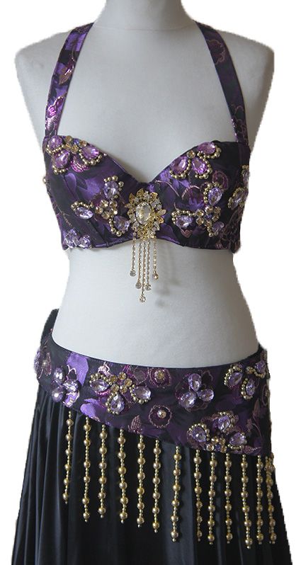 Charming PURPLE Gold Tribal Zari Bra Belly Dance Samba Bra Custom