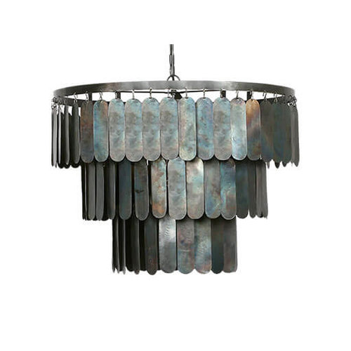 Stoere hanglamp met metalen lamellen L Stoere hanglamp met metalen lamellen L