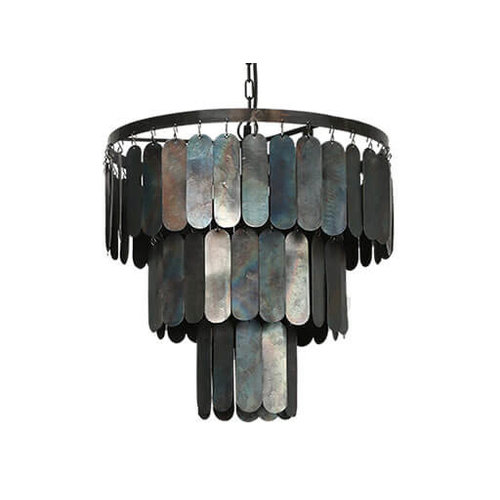 Stoere hanglamp met metalen lamellen M Stoere hanglamp met metalen lamellen M