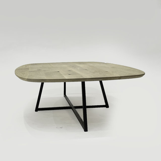 Deens ovale salontafel met dubbel kruis frame -  86x148 cm