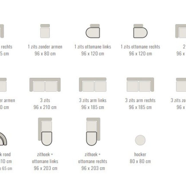 Bankstel Danique -zithoek en ottomane +  3-zits ottomane
