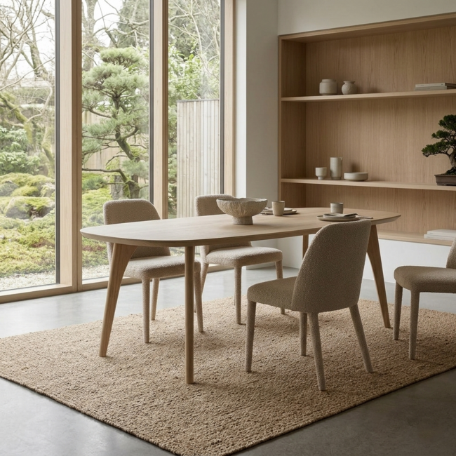 Eettafel Deens ovaal- Houten poot