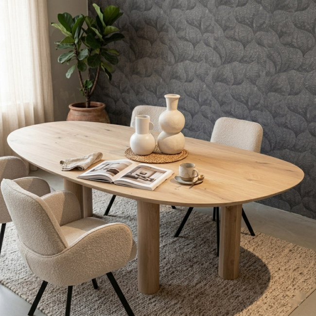 Eettafel Leaf - Ronde houten poot