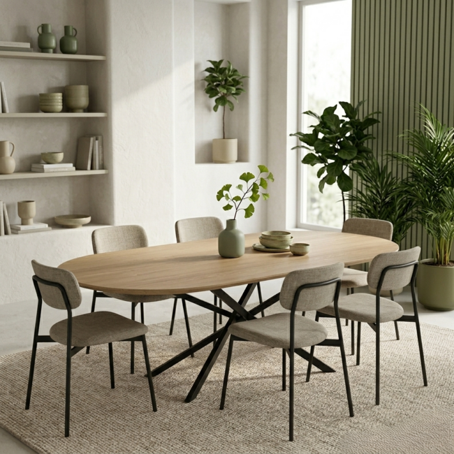 Eettafel Rond ovaal - Mikado