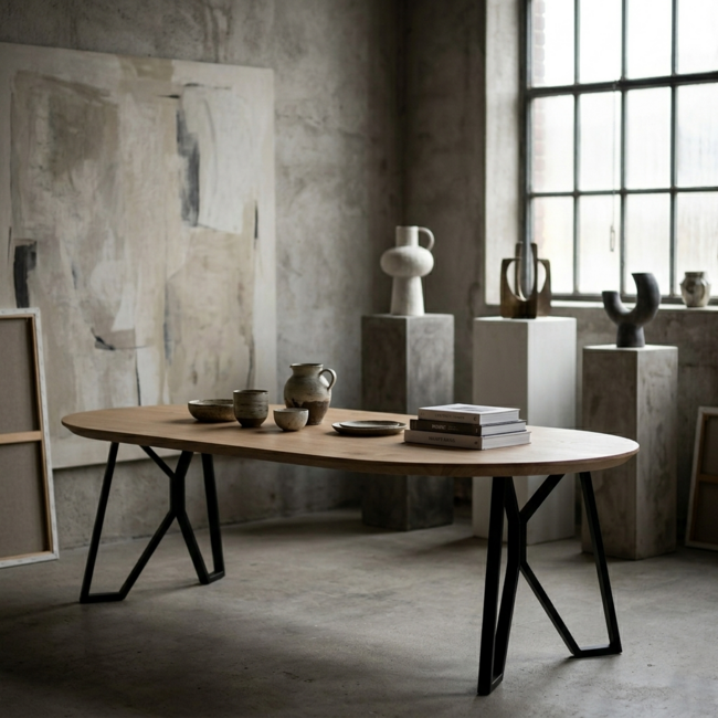 Eettafel Rond ovaal- Angelwings zijpoot