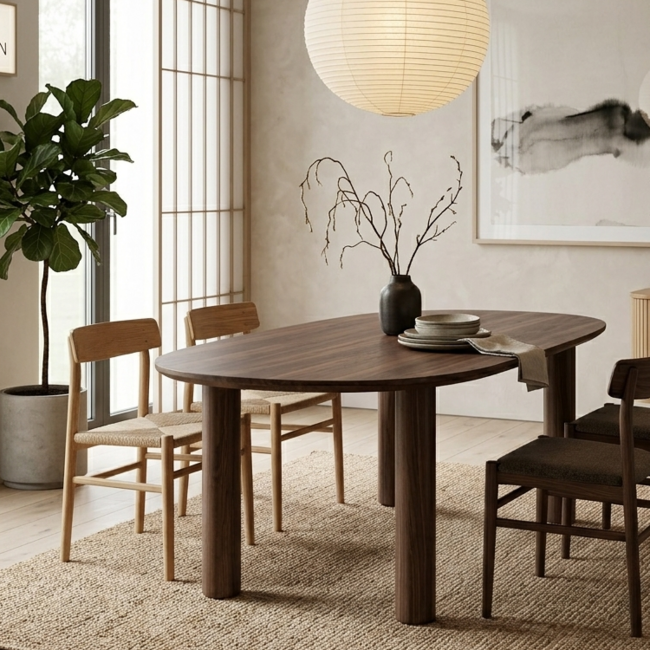 Gevlamd eiken - Leaf Ronde houten poot
