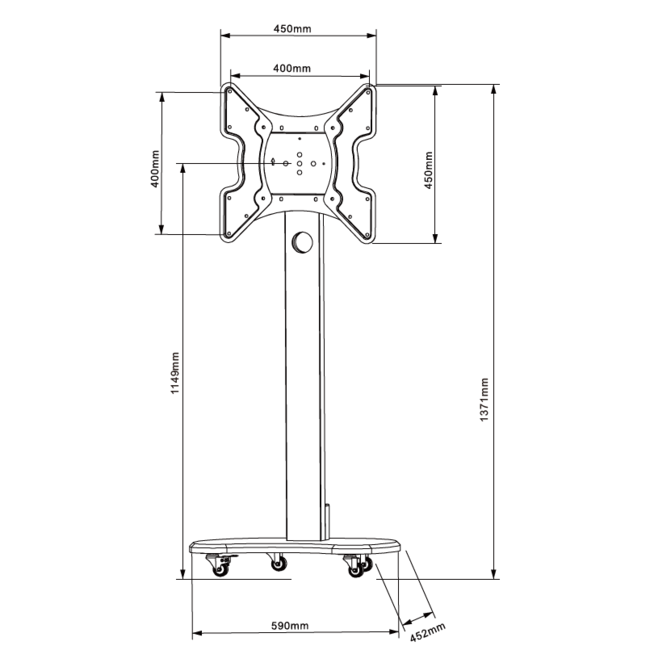XTRARM Cosmo TV Vloerstandaard  Walnoot Verrijdbaar