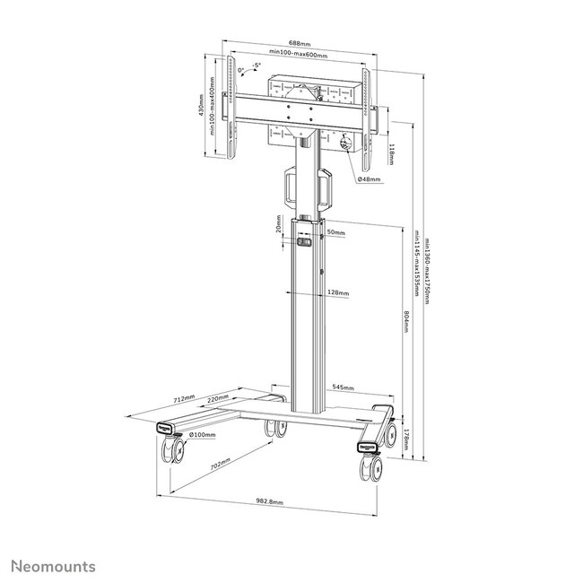 Neomounts MOVE Up FL50S-825BL1 TV trolley 37-75 inch - TÜV