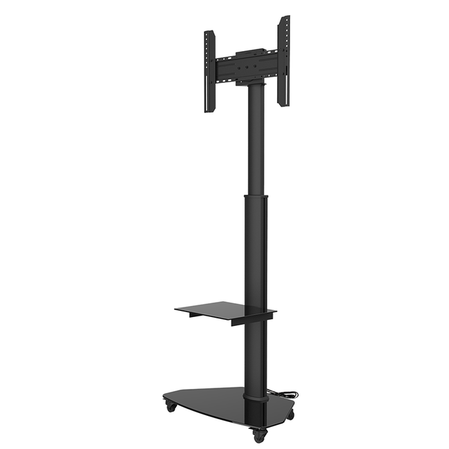 XTRARM Proton 300 Verrijdbare TV Vloerstandaard Zwart - Met 2 stopcontacten