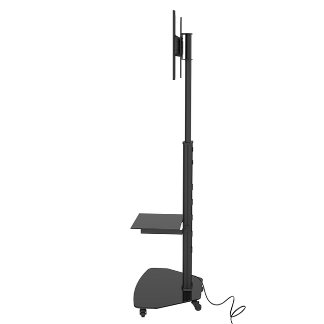 XTRARM Proton 300 Verrijdbare TV Vloerstandaard Zwart - Met 2 stopcontacten