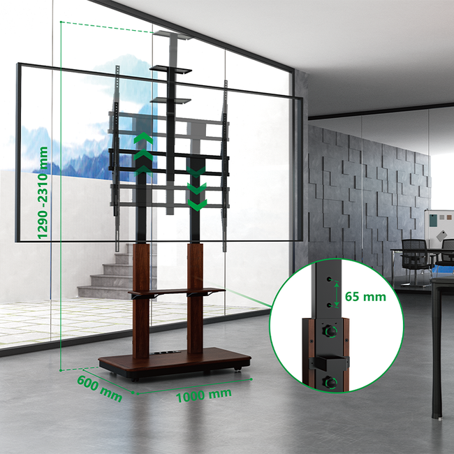 XTRARM Duolite Verrijdbare TV Vloerstandaard Walnoot