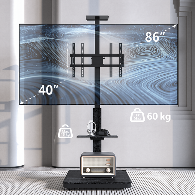 XTRARM Elite Verrijdbare TV Vloerstandaard Zwart Manueel