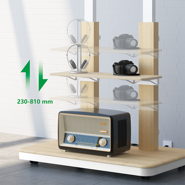 XTRARM Duolite Verrijdbare Elektrische TV Standaard Wit/Beuken